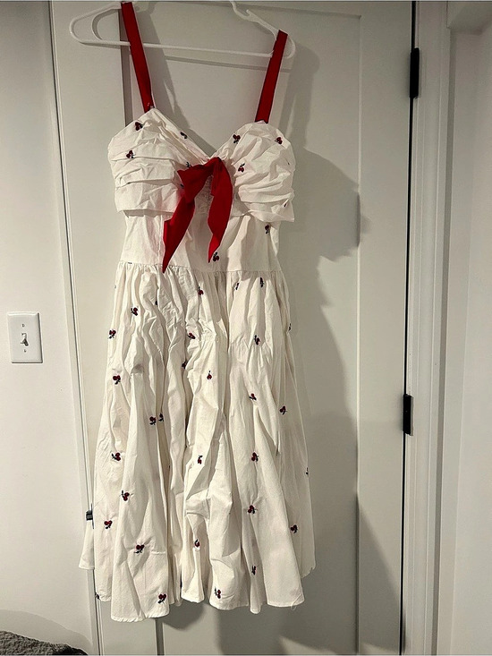 Unique Vintage Dresses & Skirts - Unique vintage cherry Bow Strap Midi Dress NWT